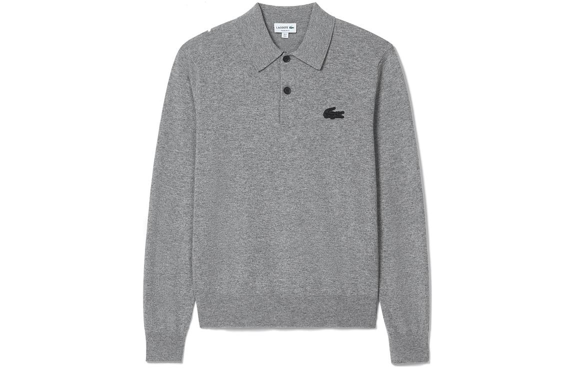 Order LACOSTE 灰色針織長袖Polo衫休閒風格 AH2504-YRD