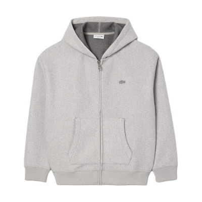 Lacoste Grey Solid Zip-Up Hoodie with Hood. SH4106-CCA