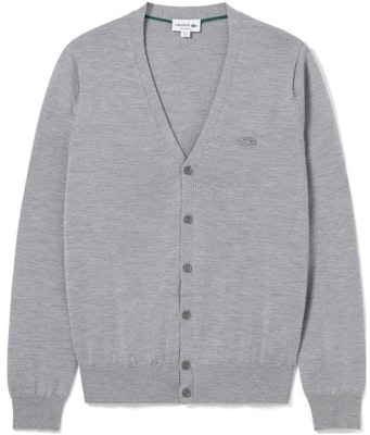 LACOSTE Grey V-Neck Cardigan Sweater Long-Sleeve Fashion Style AH5665-YRD Buy LACOSTE Grey V-Neck Cardigan Sweater Long-Sleeve Fashion Style AH5665-YRD