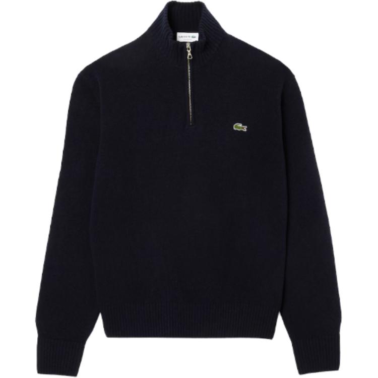 LACOSTE  High-Neck Loose-Fit Knitted Sweater Midnight Blue. AH3052-166