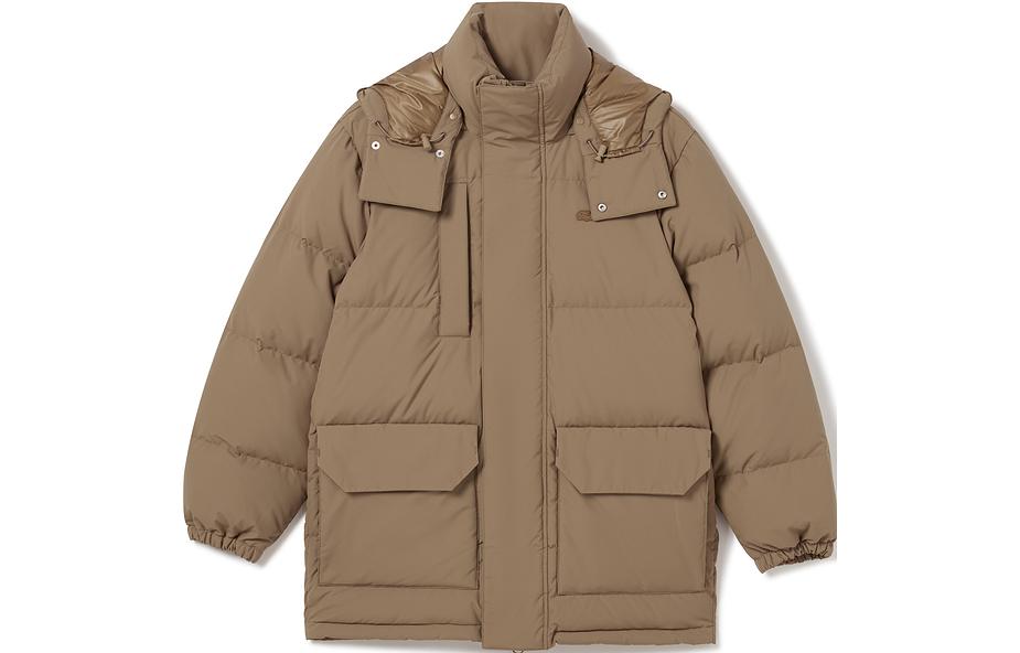 LACOSTE  Khaki Detachable Hood Loose-Fit Jacket. BH5977-SIX