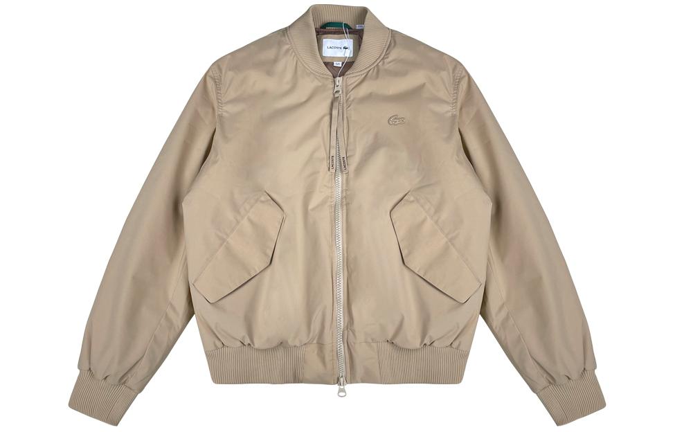 LACOSTE  Khaki Zip-Up Solid Color High Neck Jacket. BH0549-51
