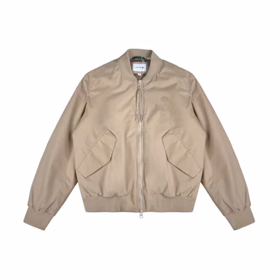 LACOSTE Khaki Zip-Up Solid Color High Neck Jacket. BH0549-51