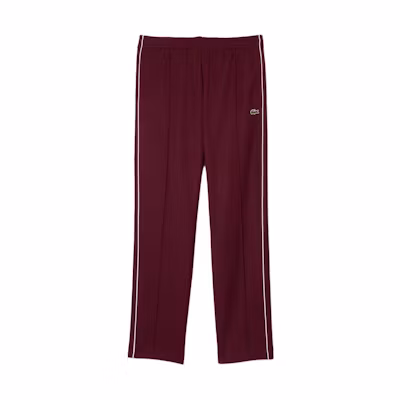 LACOSTE Knit Sweatpants Brown Red with Animal Graphic and Lace-Up Design. XH1412-YUP