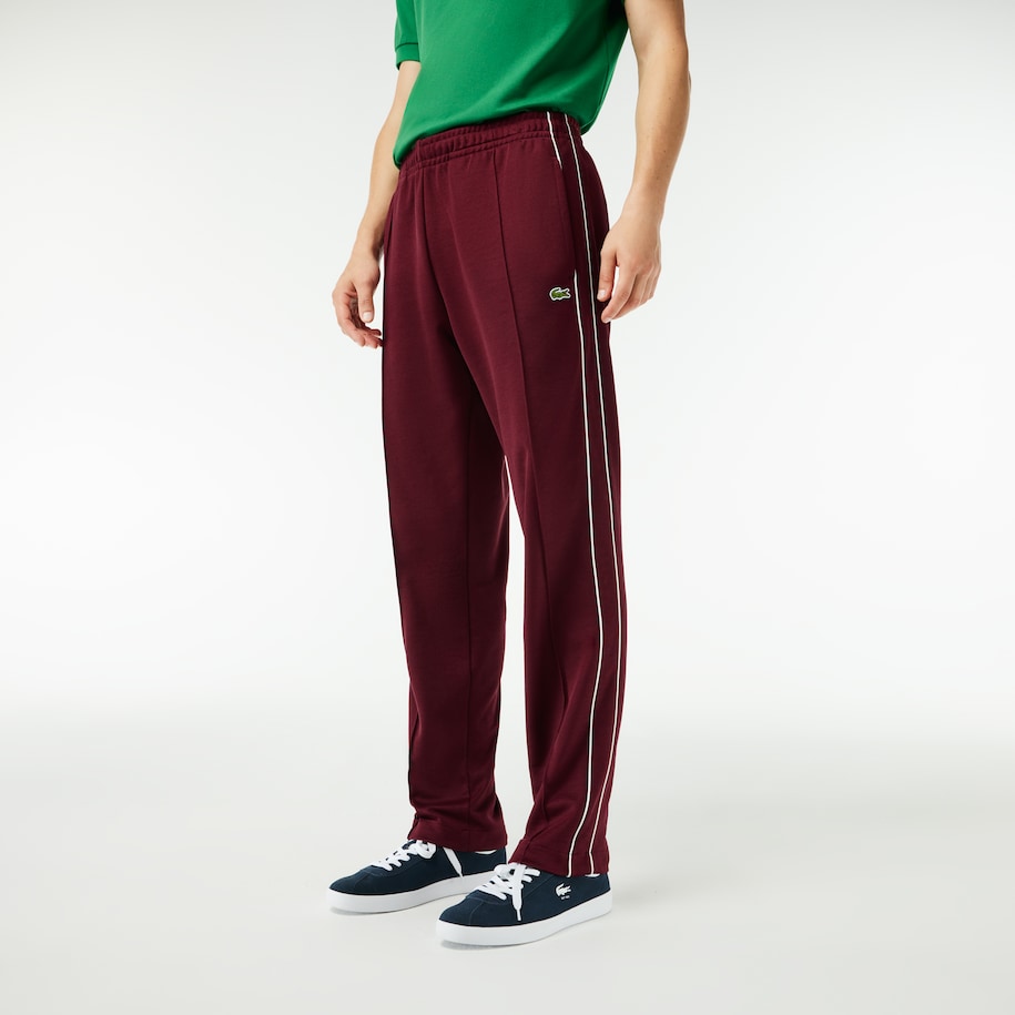 Purchase LACOSTE  Knit Sweatpants Brown Red with Animal Graphic and Lace-Up Design. XH1412-YUP