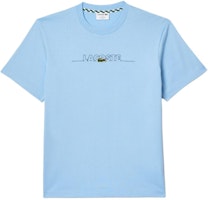 LACOSTE Light Blue Crew Neck T-Shirt with Logo Embroidery TH3836-HBP LACOSTE Light Blue Crew Neck T-Shirt with Logo Embroidery TH3836-HBP