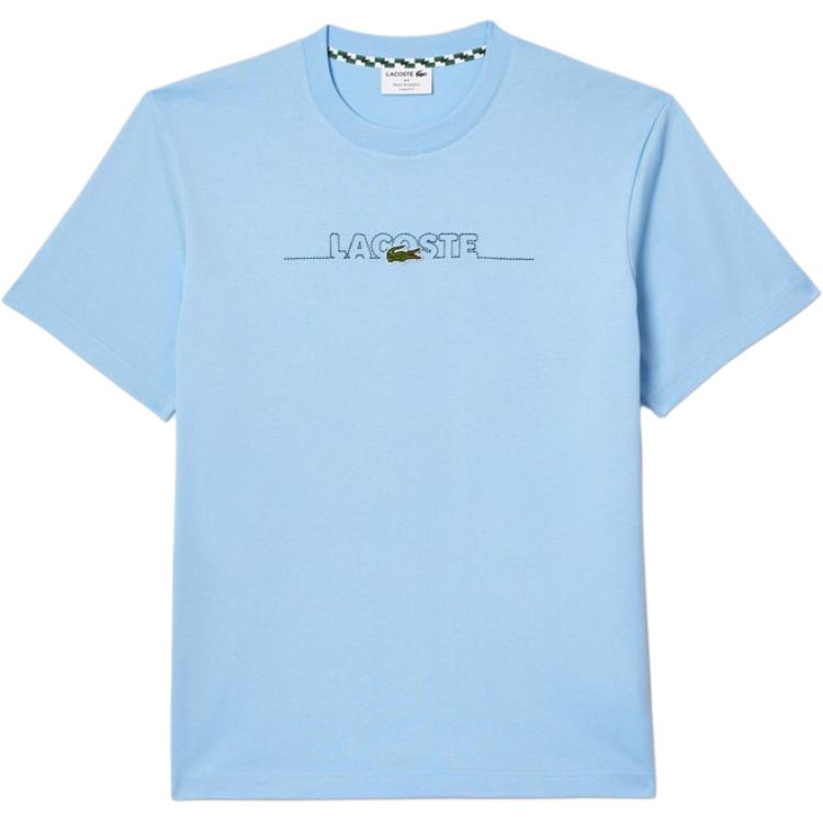 Order LACOSTE Kaos Crew Neck Biru Muda dengan Bordir Logo TH3836-HBP