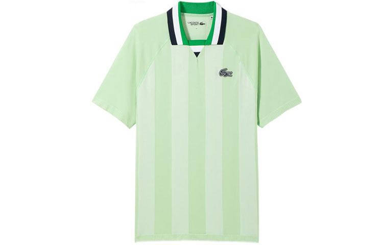 Order LACOSTE  Light Green Striped Logo Loose Fit Short Sleeve Polo SS22. DH6441-GY1