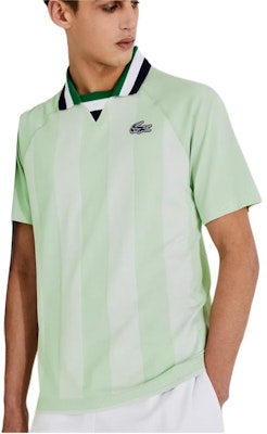 LACOSTE Light Green Striped Logo Loose Fit Short Sleeve Polo SS22. DH6441-GY1 Shop LACOSTE Light Green Striped Logo Loose Fit Short Sleeve Polo SS22. DH6441-GY1