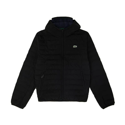 LACOSTE Lightweight Quilted Hooded Down Jacket - Solid Color Warmth BH8522