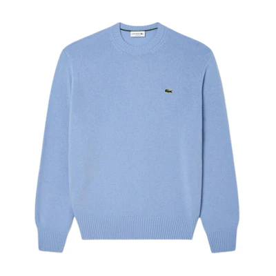 LACOSTE Logo Embroidered Crewneck Sweater in Light Blue. AH2916-HBP
