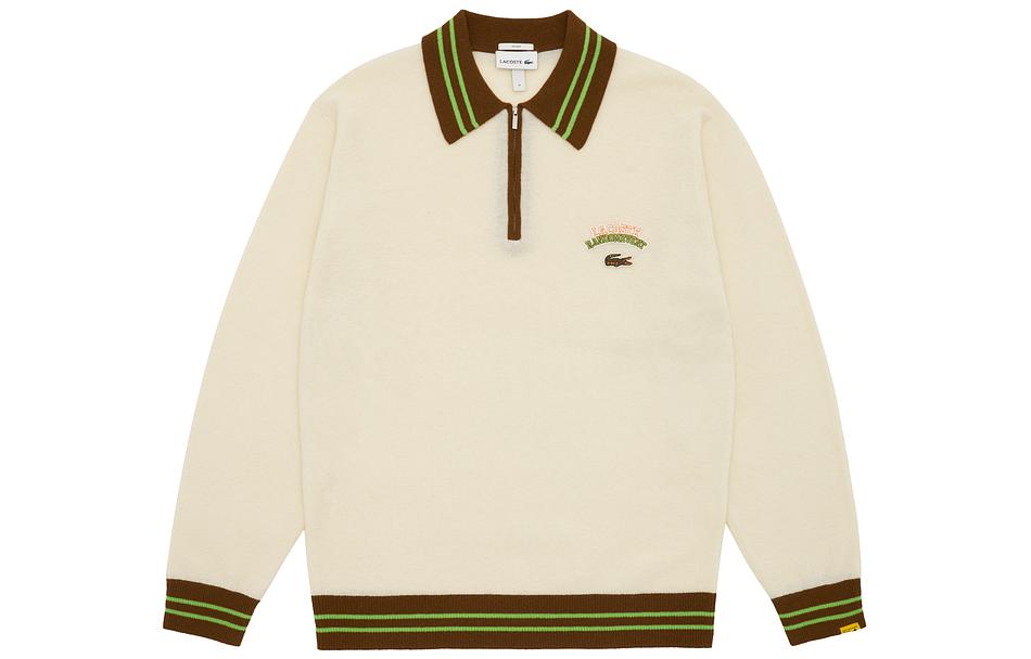 LACOSTE  Logo Print Long Sleeve Loose Fit Polo Sweater. AH3261