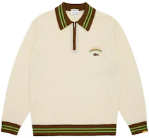 Shop LACOSTE 徽標印花長袖寬鬆版型Polo毛衣. AH3261