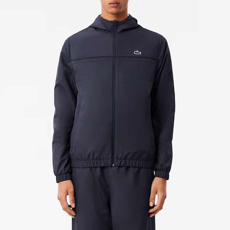 Shop 라코스테 로고 집업 후드 재킷, 다크 그레이. BH3466-RT3