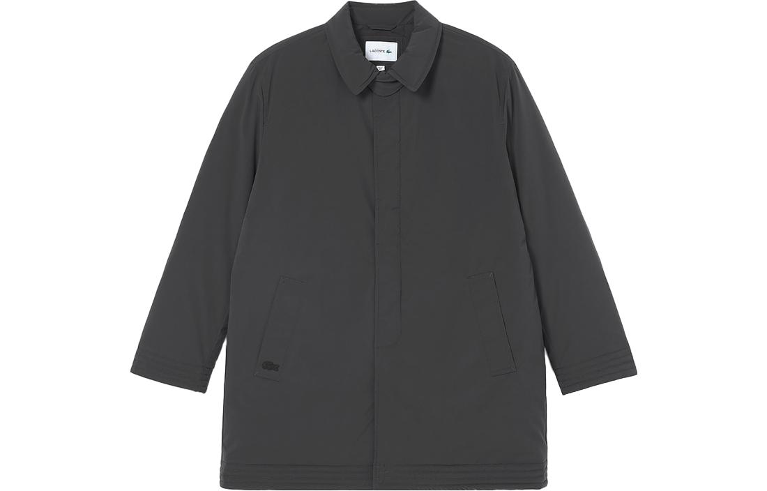 LACOSTE  Long Sleeve Grey Down Jacket - Casual Warm Mid-Length Coat. BH6809-EL6