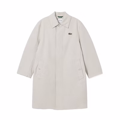 LACOSTE Long Trench Coat Solid Khaki Single-Breasted Classic Style BH5946-BUQ