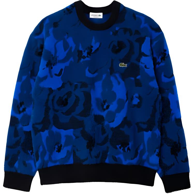 LACOSTE  Loose Fit Blue Knitted Long-Sleeve Crewneck Sweater AH3501-IB3