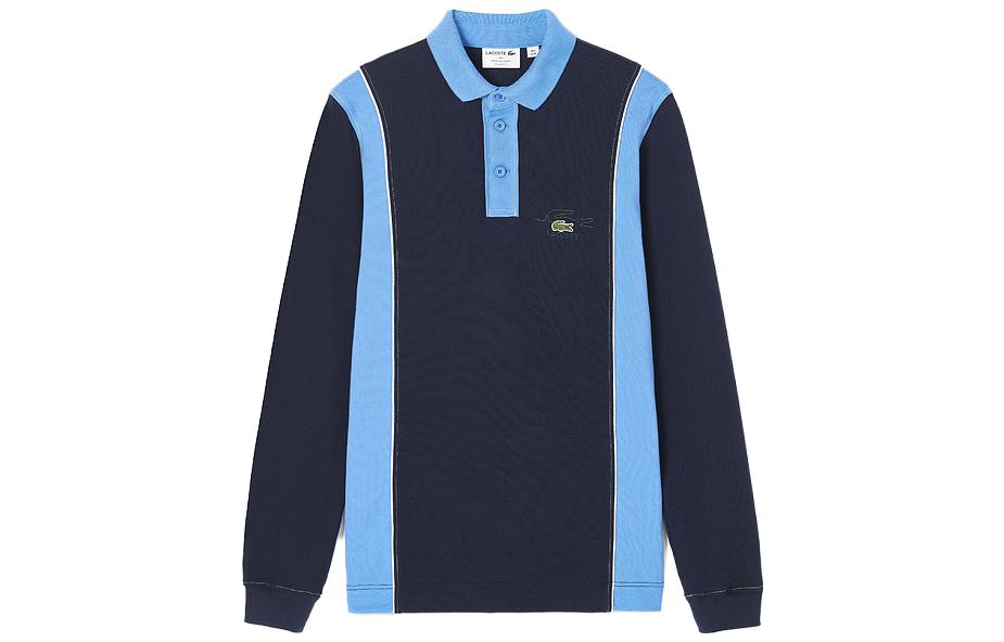 LACOSTE  Loose Fit Colorblock Long Sleeve Polo Shirt Navy/Blue KH5362-F65