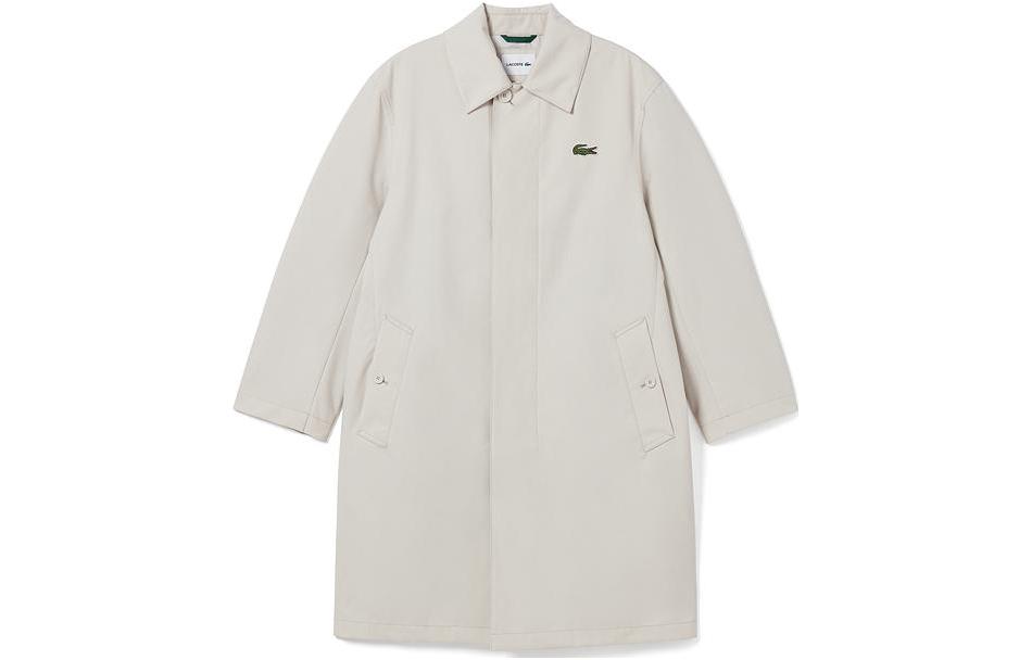 LACOSTE  Mid-Length Loose Fit Trench Coat with Button Closure. BH5946