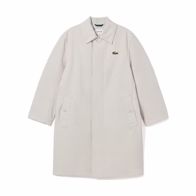 LACOSTE Mid-Length Loose Fit Trench Coat with Button Closure. BH5946