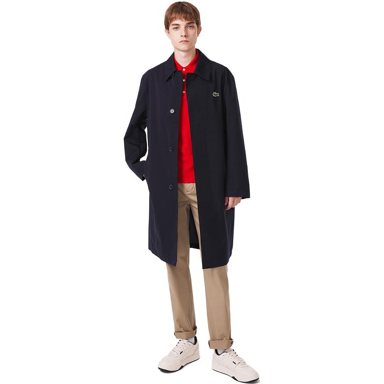 Lookbook LACOSTE 中长款宽松版型纽扣风衣外套. BH5946