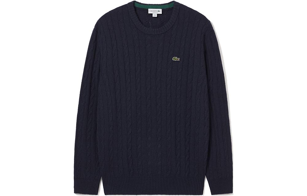 LACOSTE  Navy Blue Crewneck Knit Pullover Sweater Long Sleeve AH8566