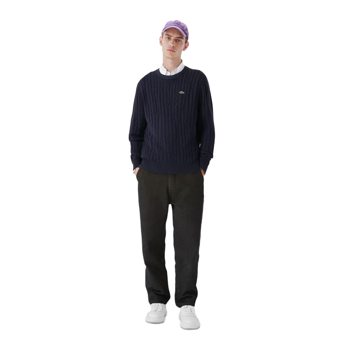 LACOSTE  Navy Blue Crewneck Knit Pullover Sweater Long Sleeve AH8566 圖 5