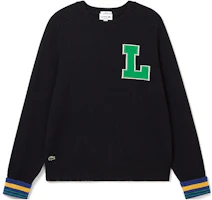 Order LACOSTE Navy Blue Knit Sweater Crewneck with Graphic Print. AH0824-1