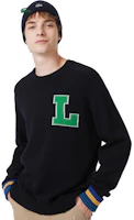 Shop LACOSTE Navy Blue Knit Sweater Crewneck with Graphic Print. AH0824-1