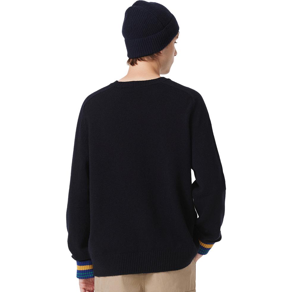 Details for LACOSTE  Navy Blue Knit Sweater Crewneck with Graphic Print. AH0824-1