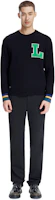 Sizing LACOSTE Navy Blue Knit Sweater Crewneck with Graphic Print. AH0824-1