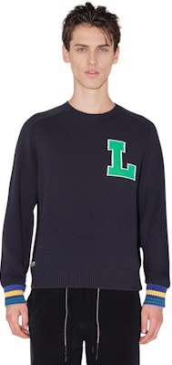 LACOSTE Navy Blue Knit Sweater Crewneck with Graphic Print. AH0824-1 Cheap LACOSTE Navy Blue Knit Sweater Crewneck with Graphic Print. AH0824-1