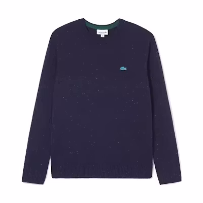 LACOSTE Navy Blue Solid Knit Pullover Crewneck Sweater AH2341-7CG