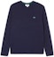 Order LACOSTE Navy Blue Solid Knit Pullover Crewneck Sweater AH2341-7CG