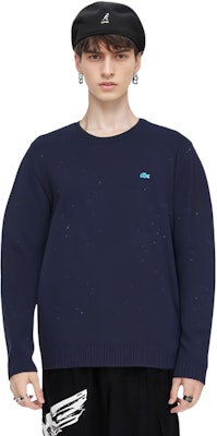 LACOSTE Navy Blue Solid Knit Pullover Crewneck Sweater AH2341-7CG Purchase LACOSTE Navy Blue Solid Knit Pullover Crewneck Sweater AH2341-7CG