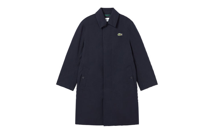 Order LACOSTE Abrigo Largo Azul Marino Solido de Botón Simple tipo Trench. BH5946-HDE
