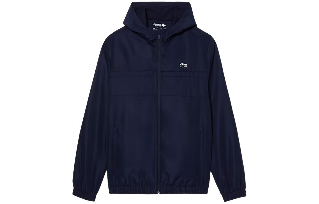 LACOSTE  Navy Blue Zip-Up Hoodie Jacket with Logo. BH3466-5FS