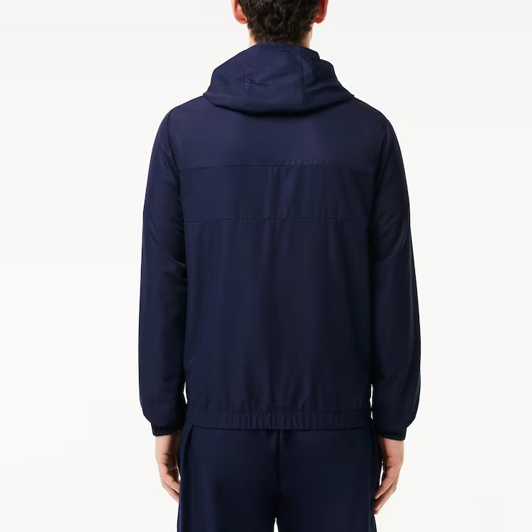Shop LACOSTE Hoodie Jaket Zip-Up Biru Navy dengan Logo. BH3466-5FS