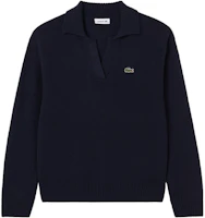 Order LACOSTE 海軍藍純羊絨V領毛衣休閒針織衫 AF0403-166