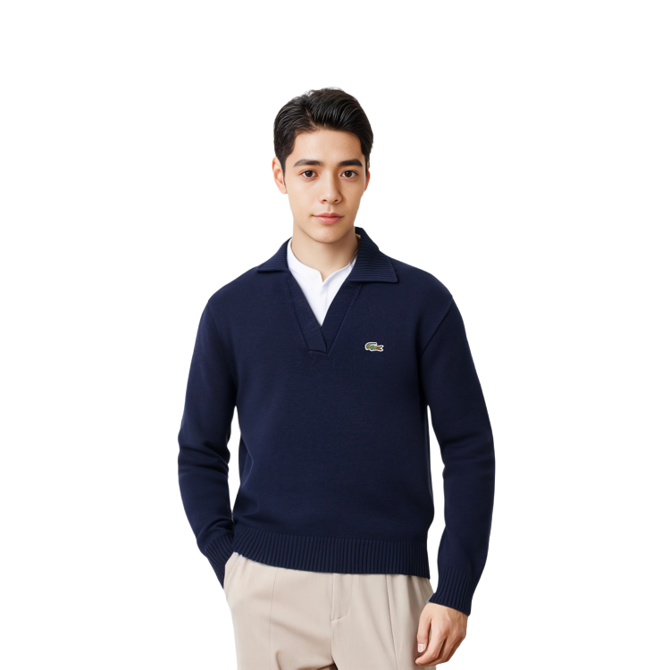 LACOSTE  Navy Pure Cashmere V-Neck Sweater Casual Jumper. AF0403-166 圖 4