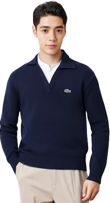 ラコステ ネイビー ピュア カシミア Vネック セーター カジュアル ジャンパー AF0403-166 Shop ラコステ ネイビー ピュア カシミア Vネック セーター カジュアル ジャンパー AF0403-166