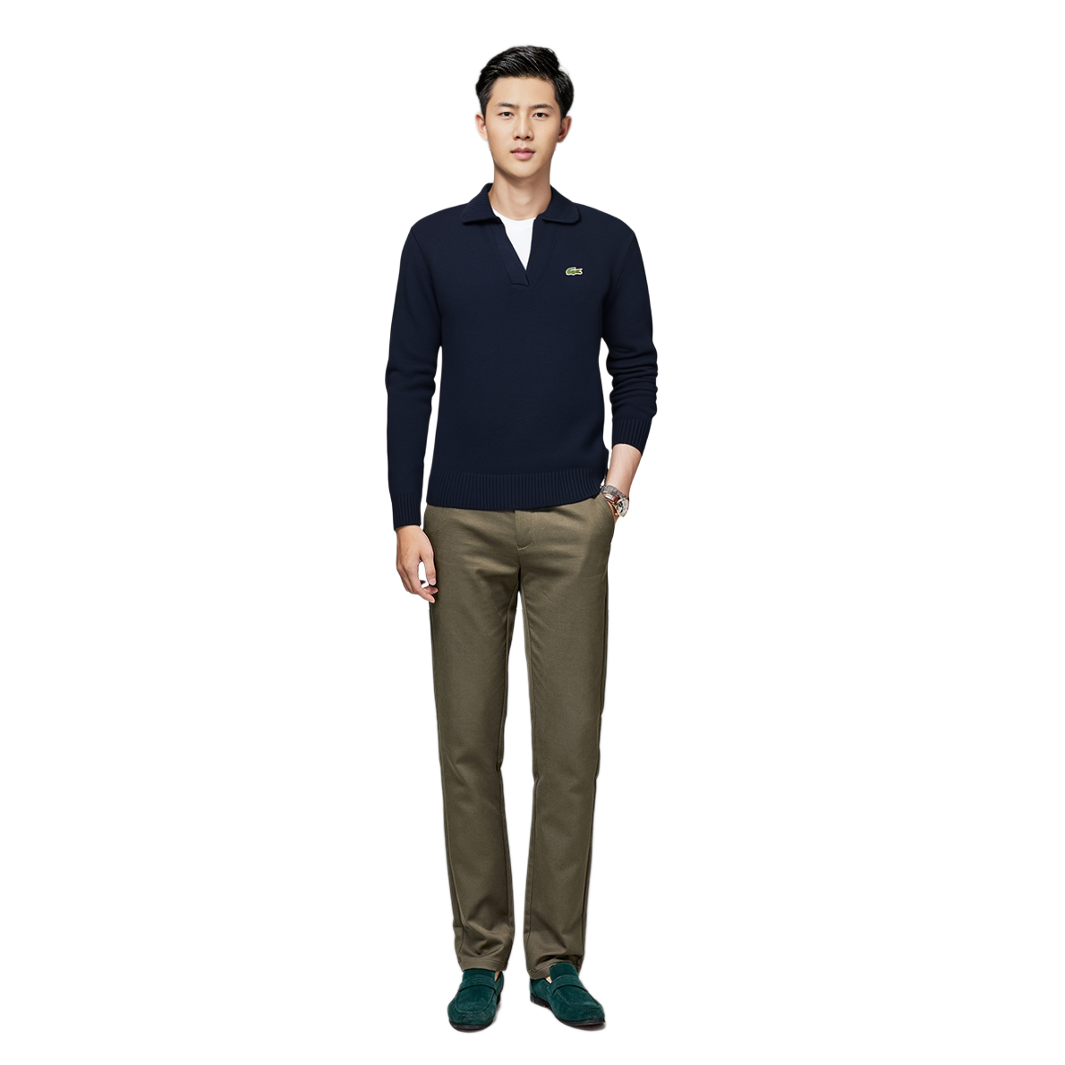 LACOSTE  Navy Pure Cashmere V-Neck Sweater Casual Jumper. AF0403-166 圖 5