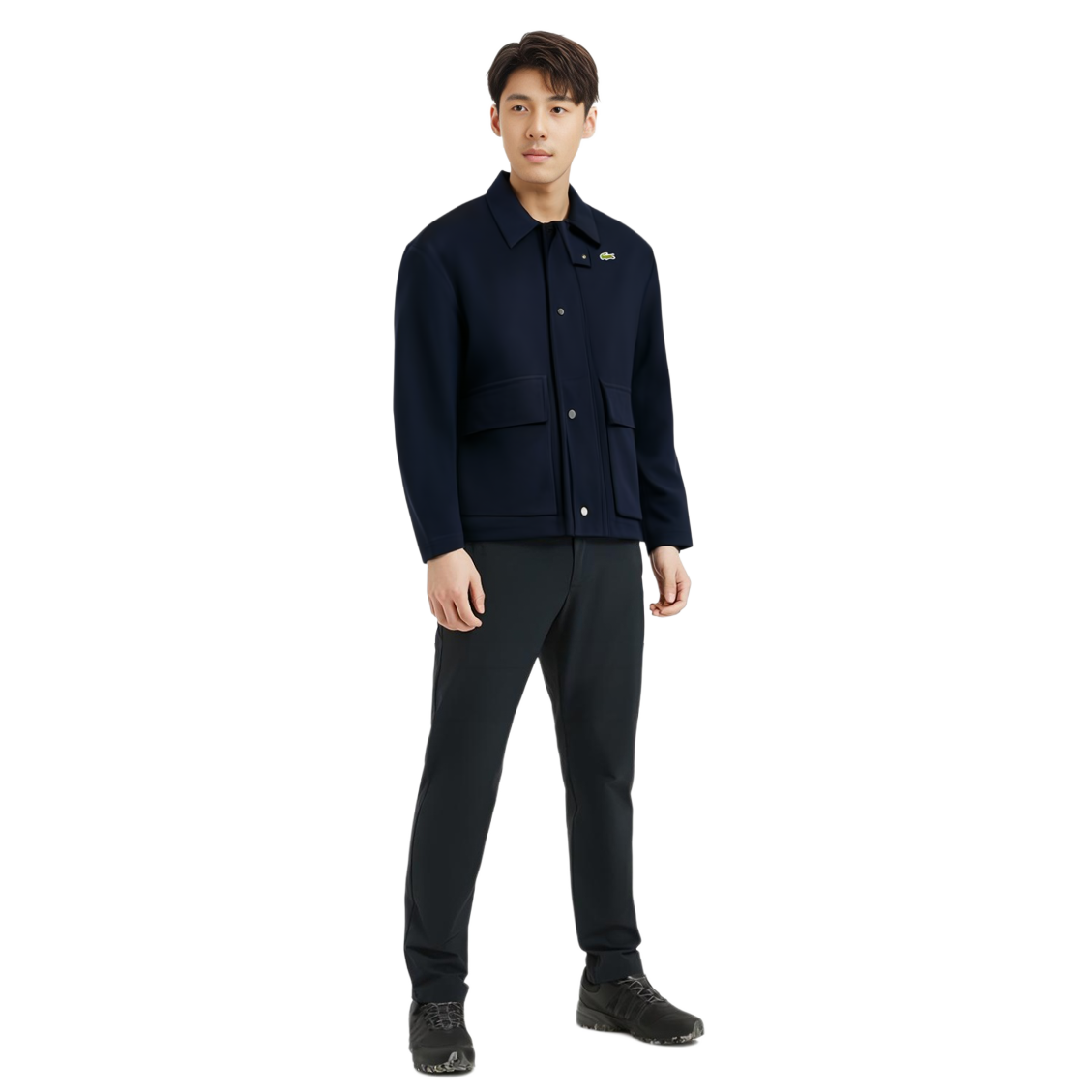 Cheap LACOSTE 海軍藍實用夾克，大口袋經典領設計。 BH7277-HDE