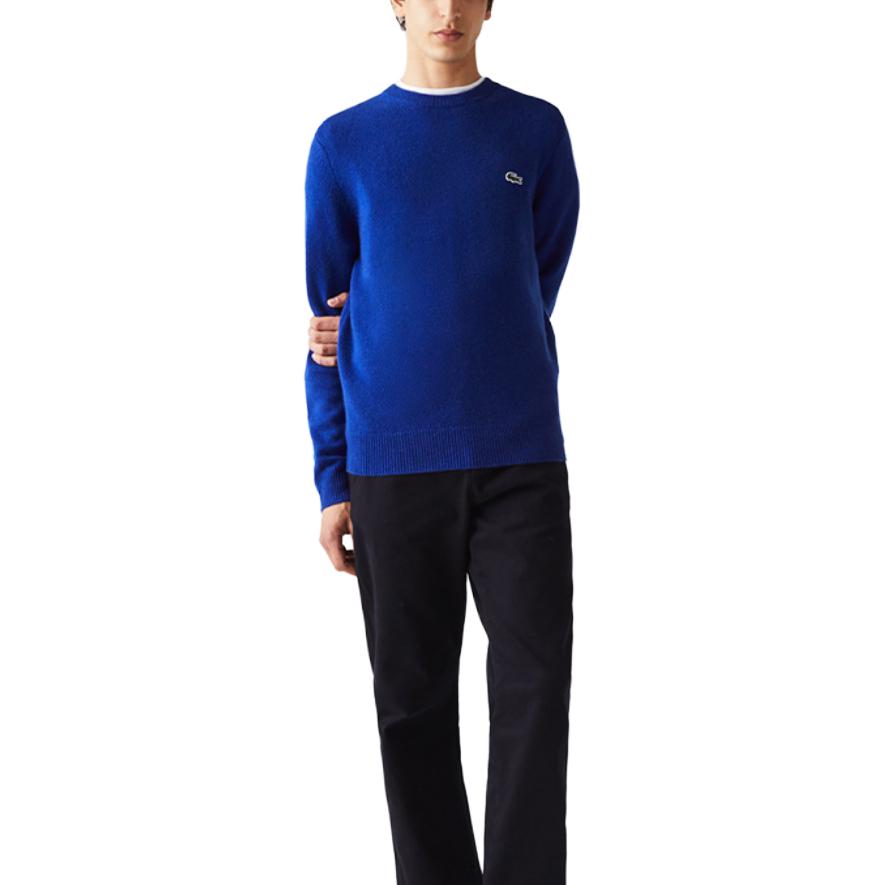 Lookbook LACOSTE Suéter Cuello Redondo Animal Print Cashmere Puro - Azul Gemstone AH6807-BDM