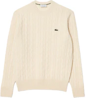 LACOSTE Pure White Sweater with Embroidered Logo and Crew Neck. AH2924-XFJ LACOSTE Pure White Sweater with Embroidered Logo and Crew Neck. AH2924-XFJ