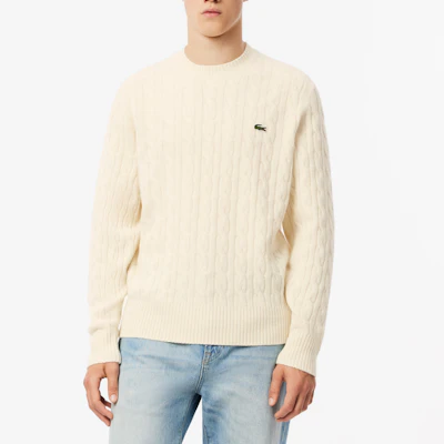 LACOSTE Pure White Sweater with Embroidered Logo and Crew Neck. AH2924-XFJ Lookbook LACOSTE Pure White Sweater with Embroidered Logo and Crew Neck. AH2924-XFJ