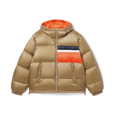 LACOSTE Reversible Colorblock Hooded Down Jacket Brown/Orange. BH6014-QIT