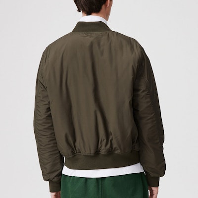 LACOSTE Reversible Green Bomber Jacket with Solid Logo. BH4473-806 Sizing LACOSTE Reversible Green Bomber Jacket with Solid Logo. BH4473-806