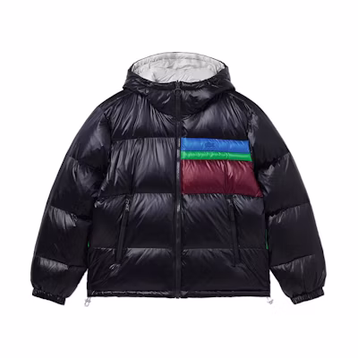 LACOSTE Reversible Hooded Down Jacket Navy/Grey Colorblock Warm Outerwear BH6014-QIW