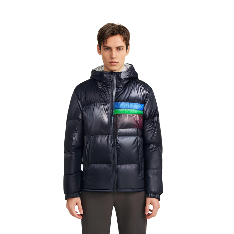 Purchase LACOSTE  Reversible Hooded Down Jacket Navy/Grey Colorblock Warm Outerwear BH6014-QIW